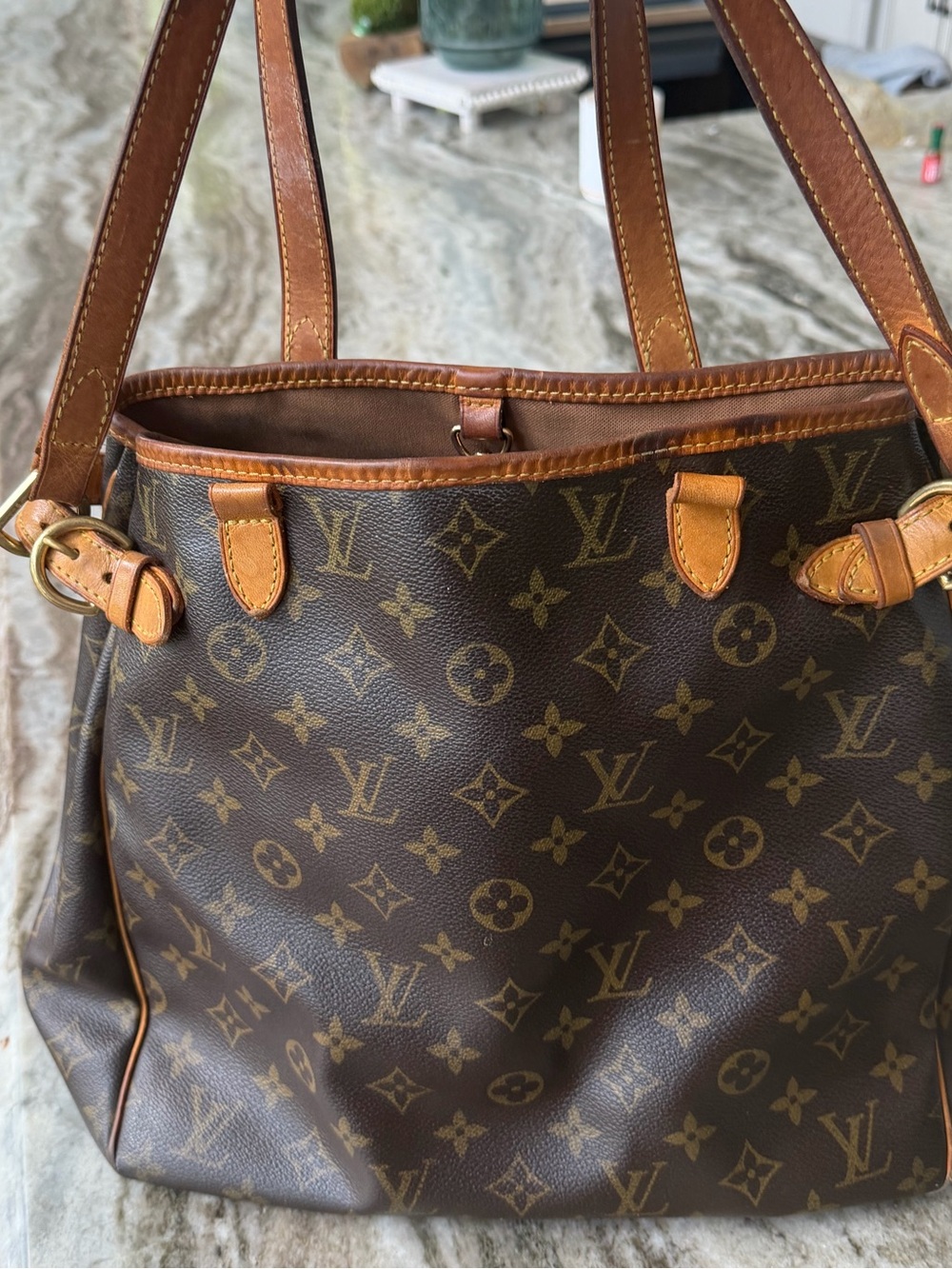 Louis Vuitton Monogram Canvas Shoulder Bag in Brown and Tan